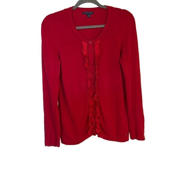 Tommy Hilfiger 100% Cotton Ruffled Cardigan - Picture 1 of 7